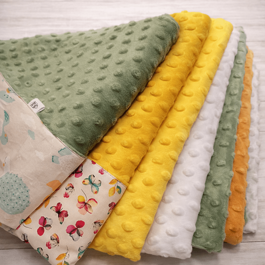 tessuto minky pile morbido con rilievo a pois in diversi colori